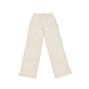 Union Bay Womens 0/24 Cream Relaxed Fit Straight Carpenter Style Cargo Pants Y2K